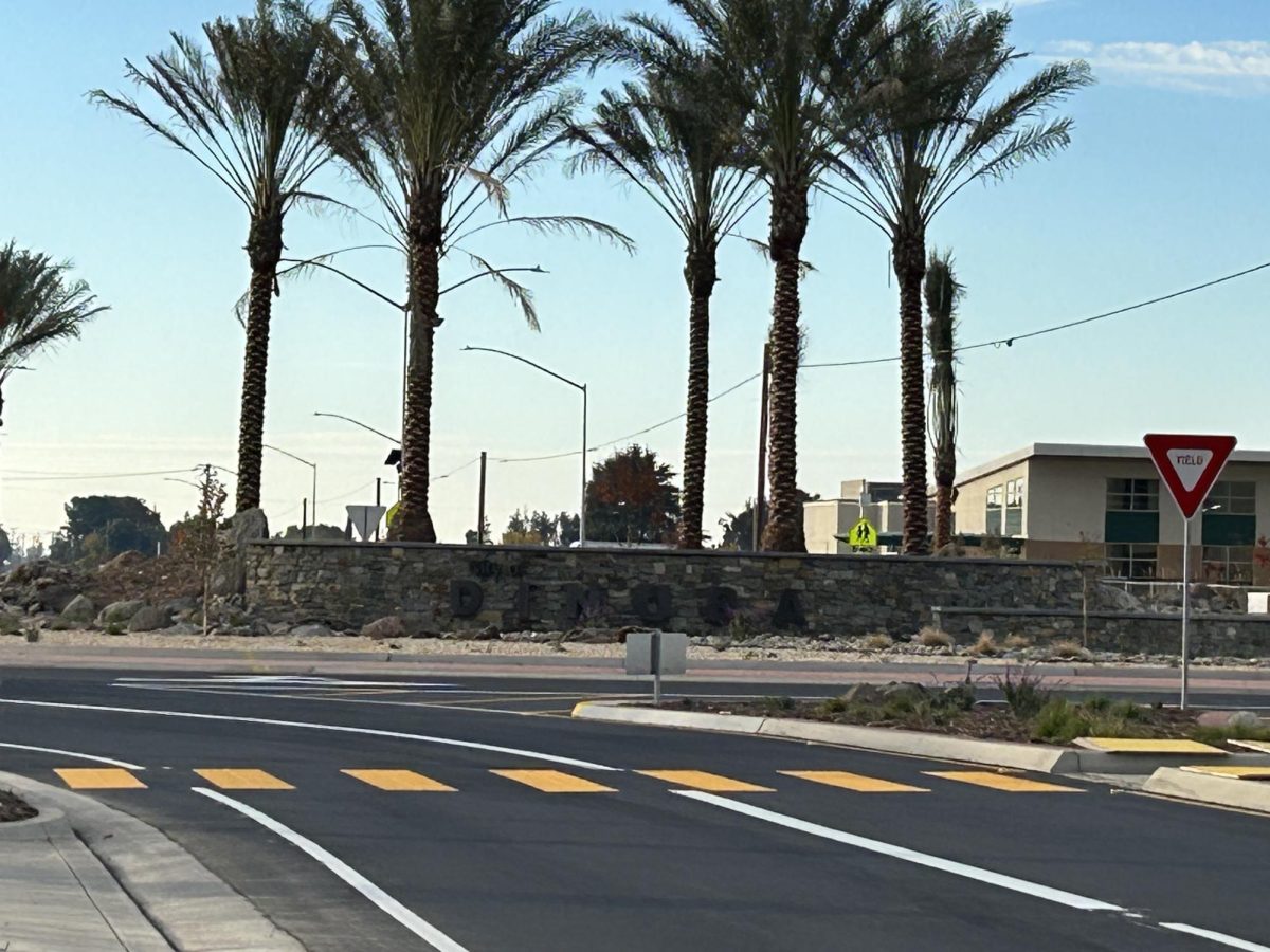 Newly opened roundabout at Kamm and Alta.