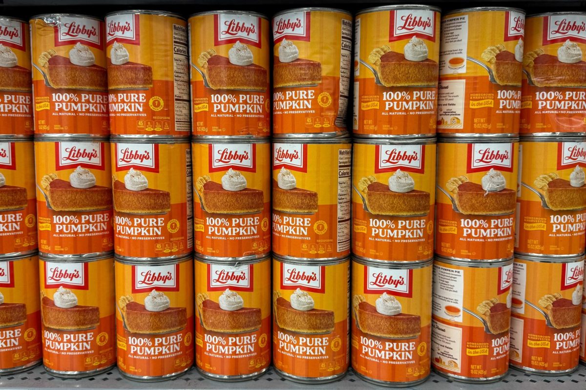 Libby's 100% pure pumpkin cans are displayed for sale at a Walmart store in Valley Stream, New York, U.S., November 6, 2025. REUTERS/Kylie Cooper