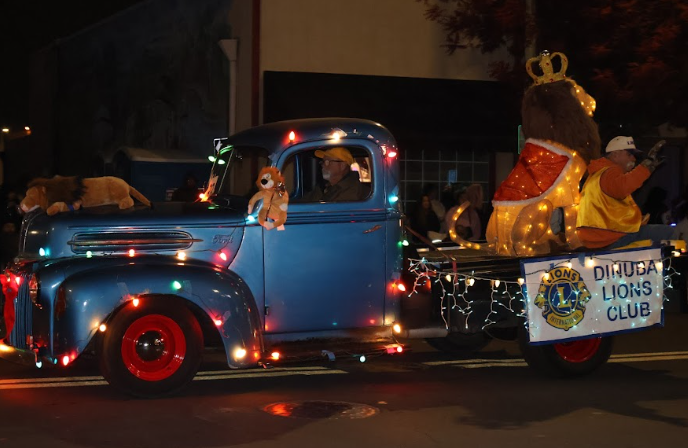 Dinuba Lions Club showing off in the Christmas Parade.