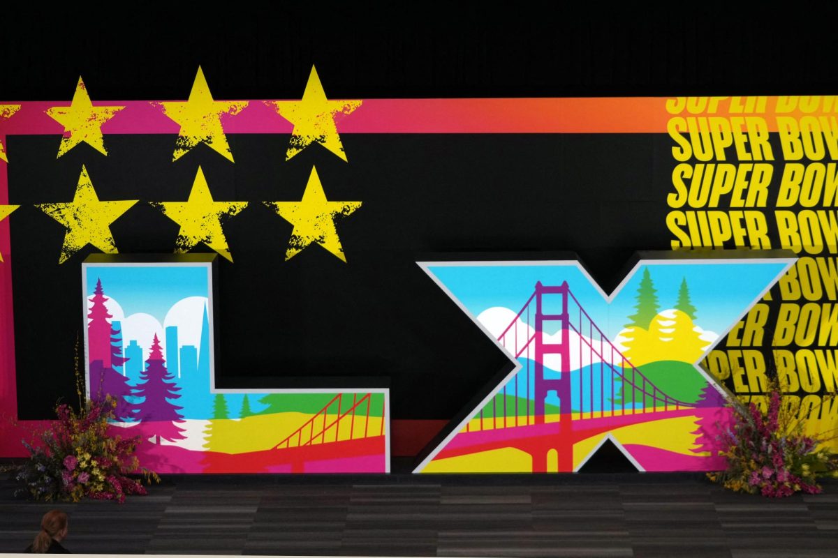 Feb 4, 2026; San Francisco, CA, USA; The Super Bowl 60 letters at the Super Bowl LX Experience at the Moscone Center. Mandatory Credit: Kirby Lee-Imagn Images