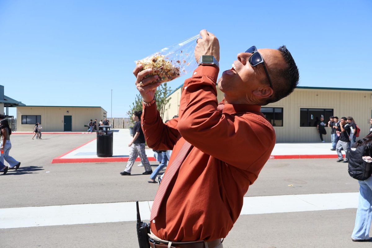 Mr. Contreras enjoying his popcorn